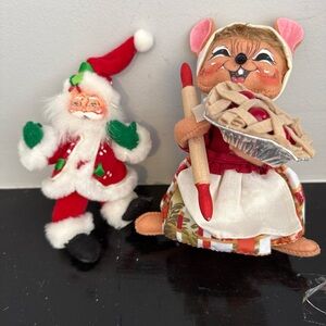 Annalee Red and White Santa and Mouse Stuffed Animals